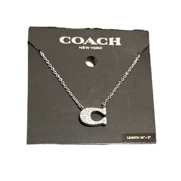 NWT Coach Signature Pave C Silver Necklace - Picture 1 of 3